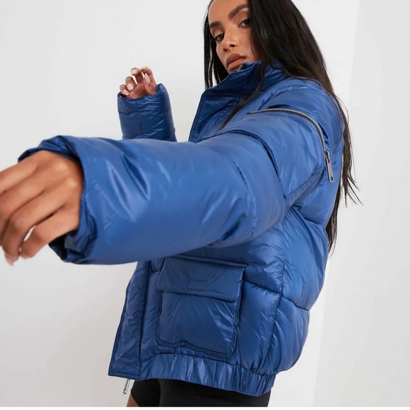Amur Zip Detail Puffer Jacket In Blue - Picture 5 of 7